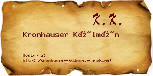 Kronhauser Kálmán névjegykártya
